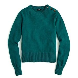 J.Crew Button Detail Crew Neck Sweater in Super Soft Yarn